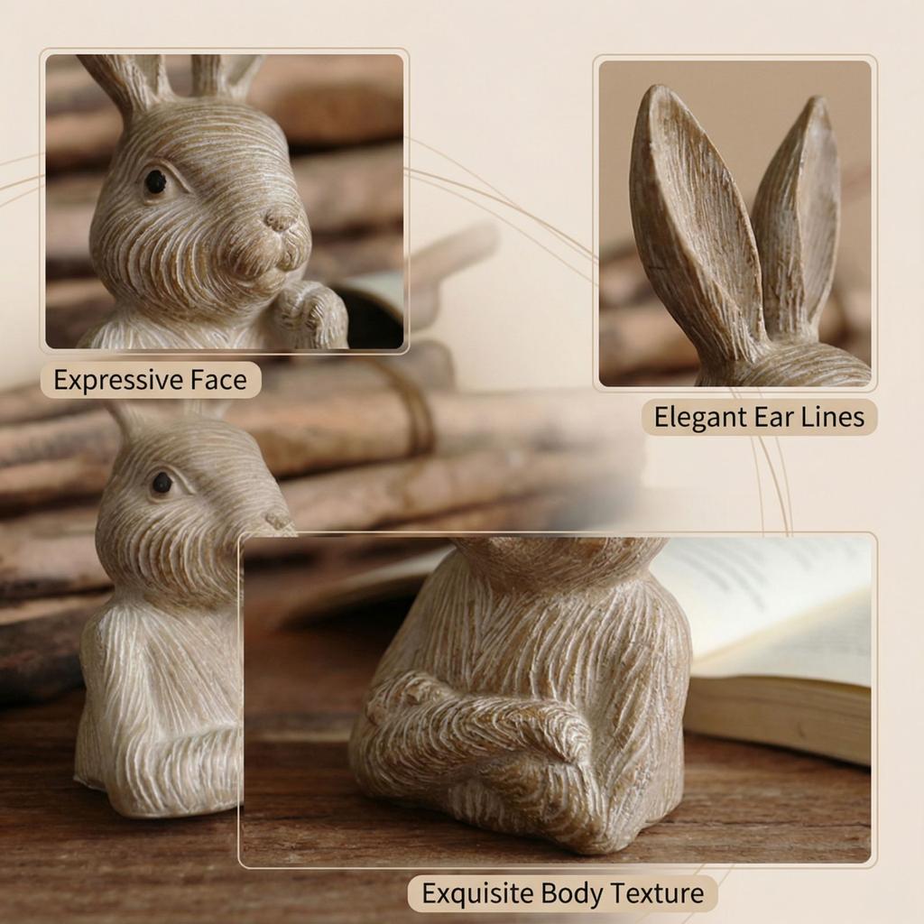 Osterhase Osterdekoration, Vintage Gold Harz Hasenstatue Heimdekoration Geschenk