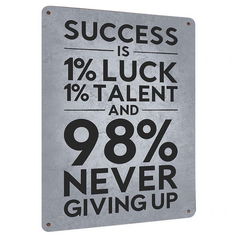 Inspirational Success Metal Wall Art Motivational Quote Decor for Office Study Room 20x30cm（7.8x11.8inch）