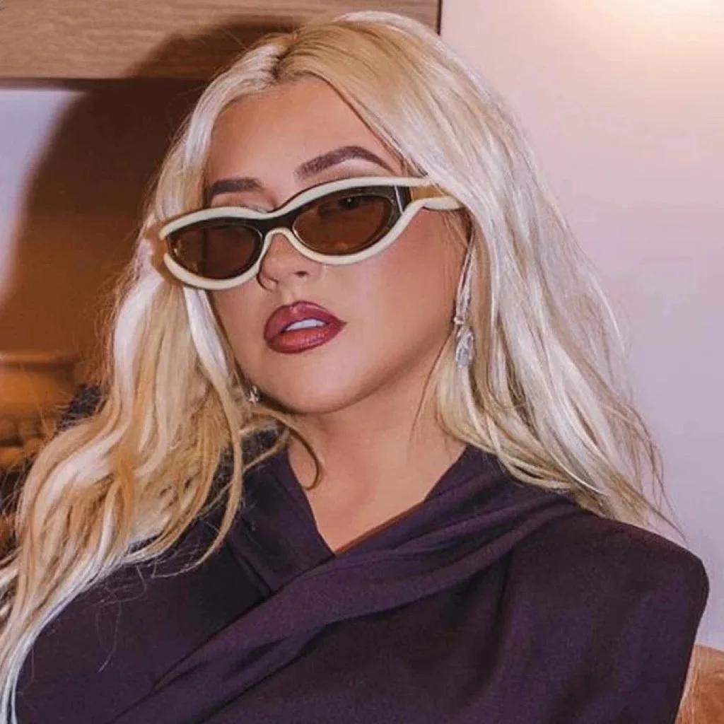 Y2K Vintage Luxury Designer Double Color Cat Eye Sunglasses Women Men Punk Trendy Small Frame Sun Glasses