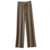 Autumn/Winter Women's High Waist Knitted Wide-Leg Pants - Solid Color, Korean Style