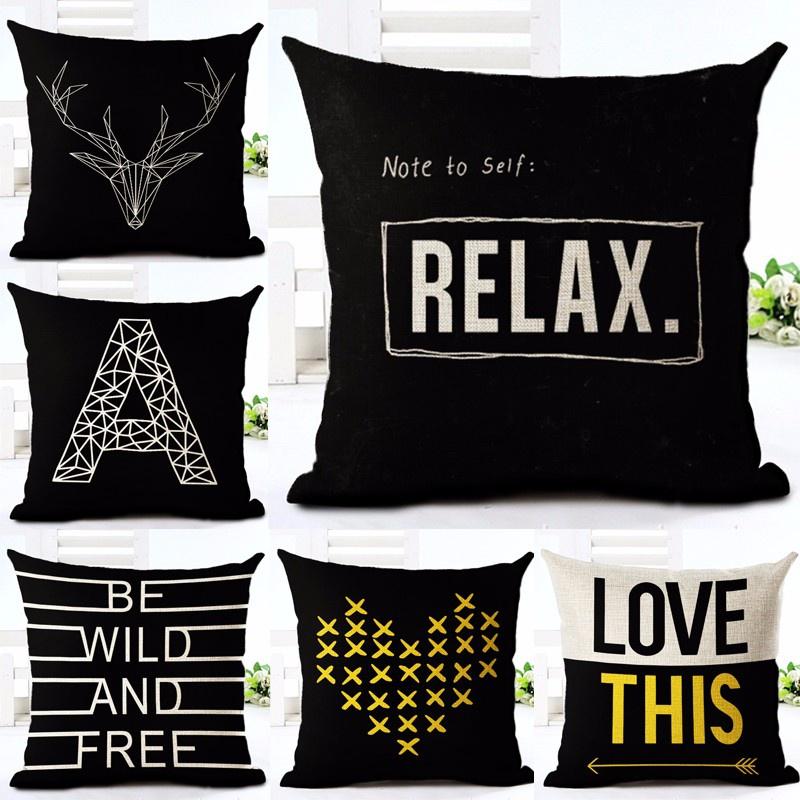 Antler Sentence Love Relax Letter Pillowcase Cushion Case Cover Cotton