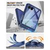Protective Case with Hinge Protection Tempered Glass Screen Protector Slim PC Cover for Samsung Galaxy Z Flip 7-Blue