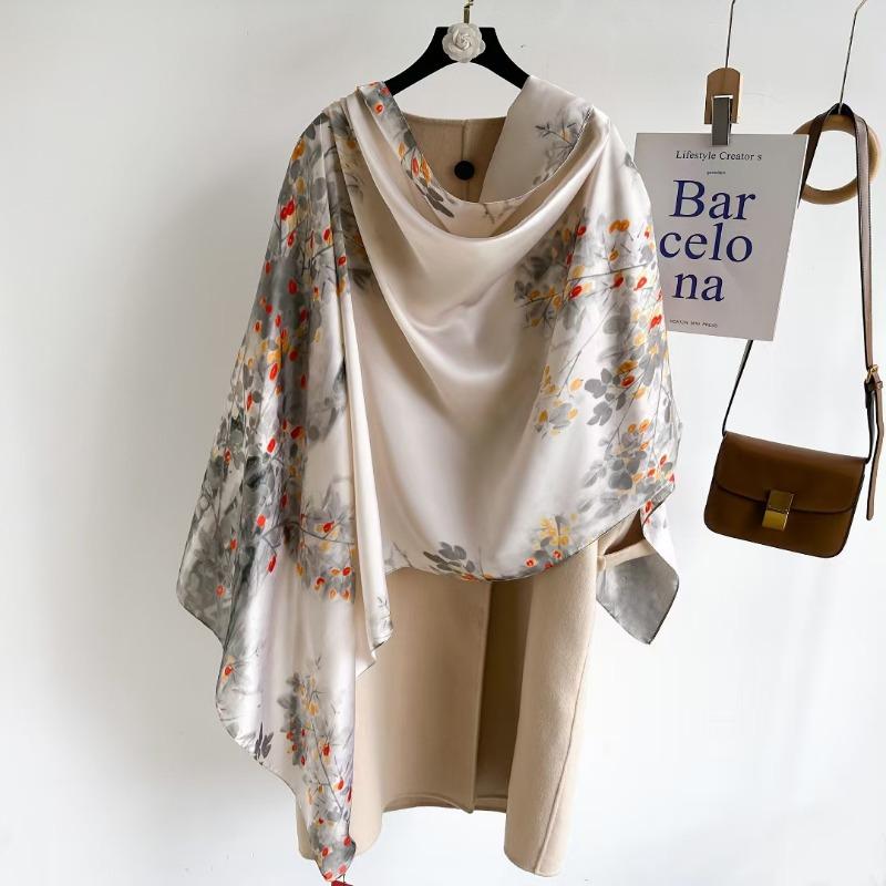 High Quality Silk Scarf Dual Use Shawl Thin Versatile Fashion Women Scarf