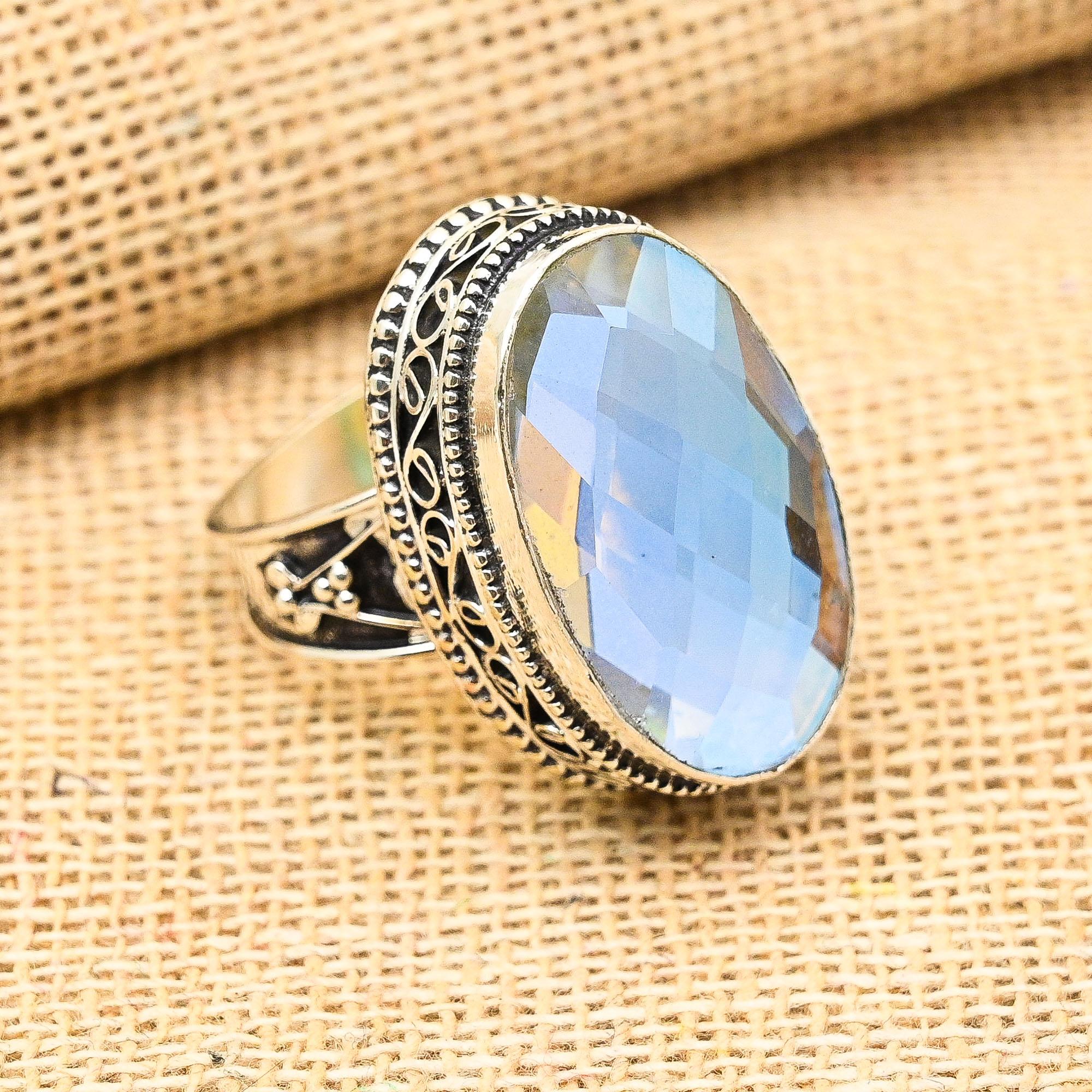 

Ювелирные изделия из стерлингового серебра 925 пробы с роскошным мистическим топазом и драгоценным камнем ручной работы для женщин 12 белый