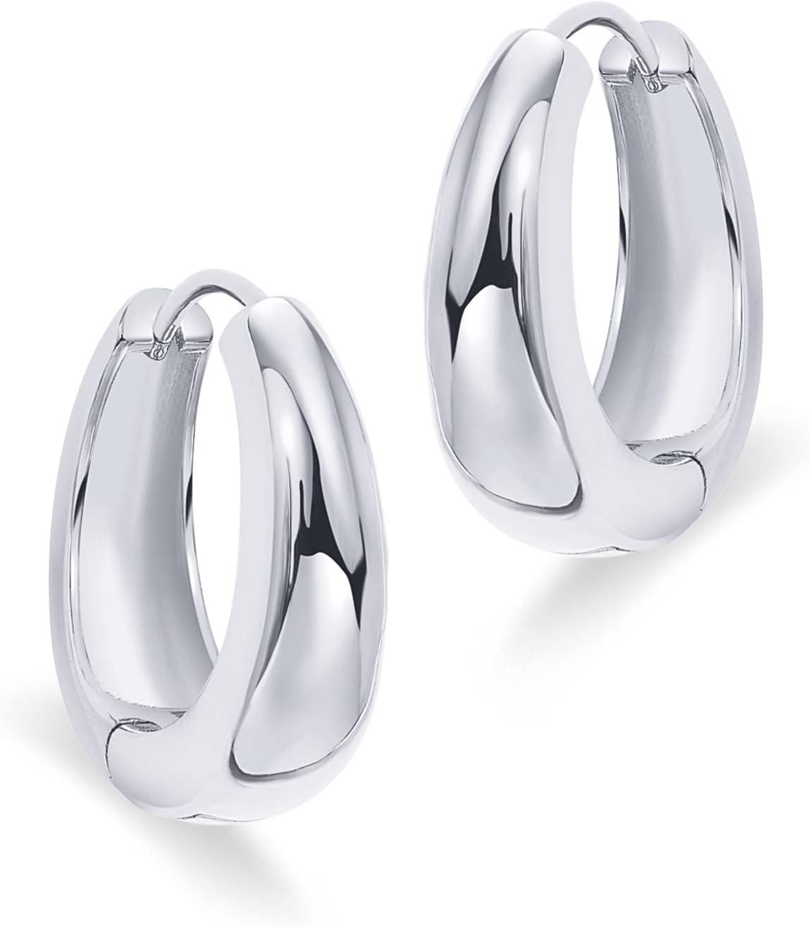 

Lightweight Gold Hoop Earrings for Women Retro style Small Chunky Hoops Earrings14K Gold Plated White Gold Plated белого золота