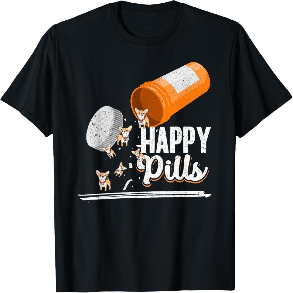 

Happy Pills Dog Lover Chihuahua Dog Owner Ideas Men Women T-Shirt XXXXXL чорний