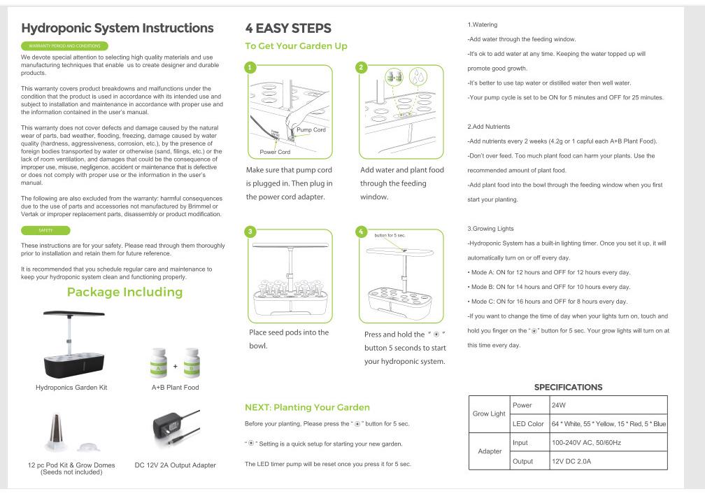 Premium LED Full Spectrum Grow Light for Seedlings & Succulents - Sunlight Simulation Smart Hydroponic System