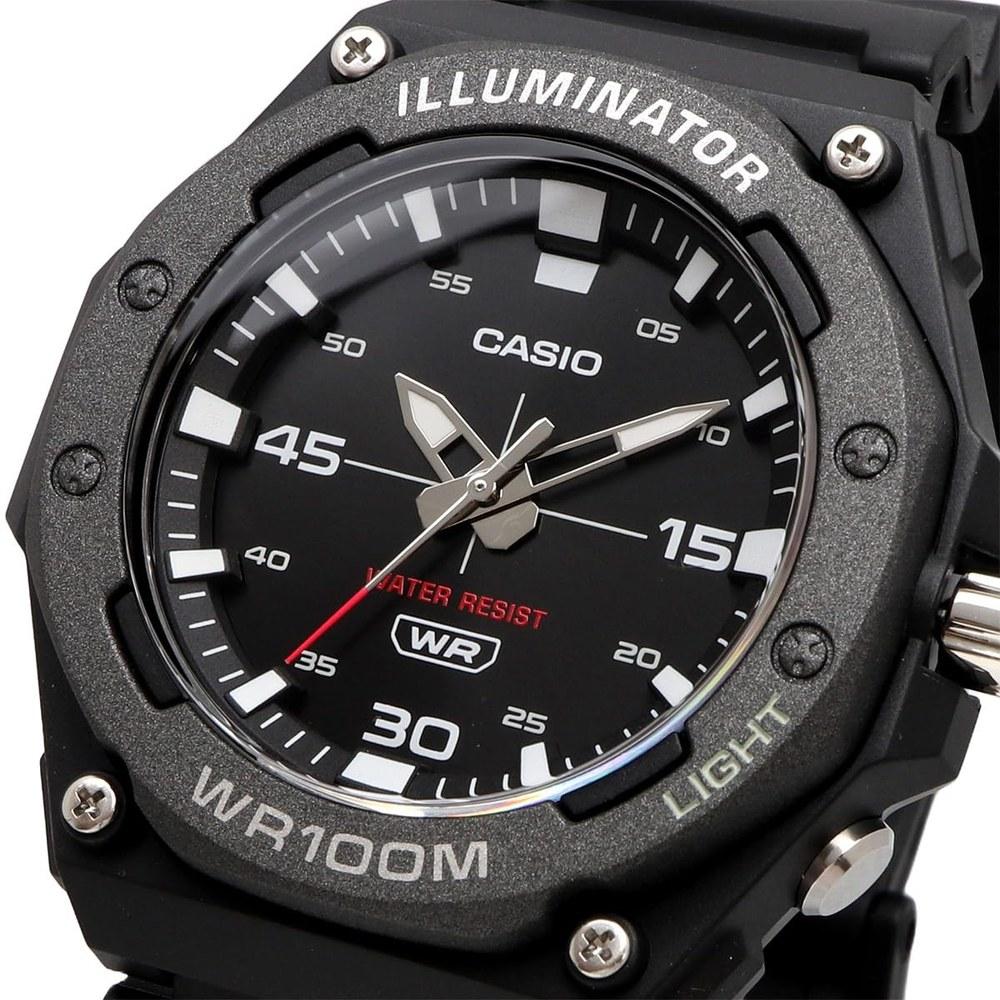Men's Analog Quartz Watch with LED Light, Black - Model MW-620H-1AV