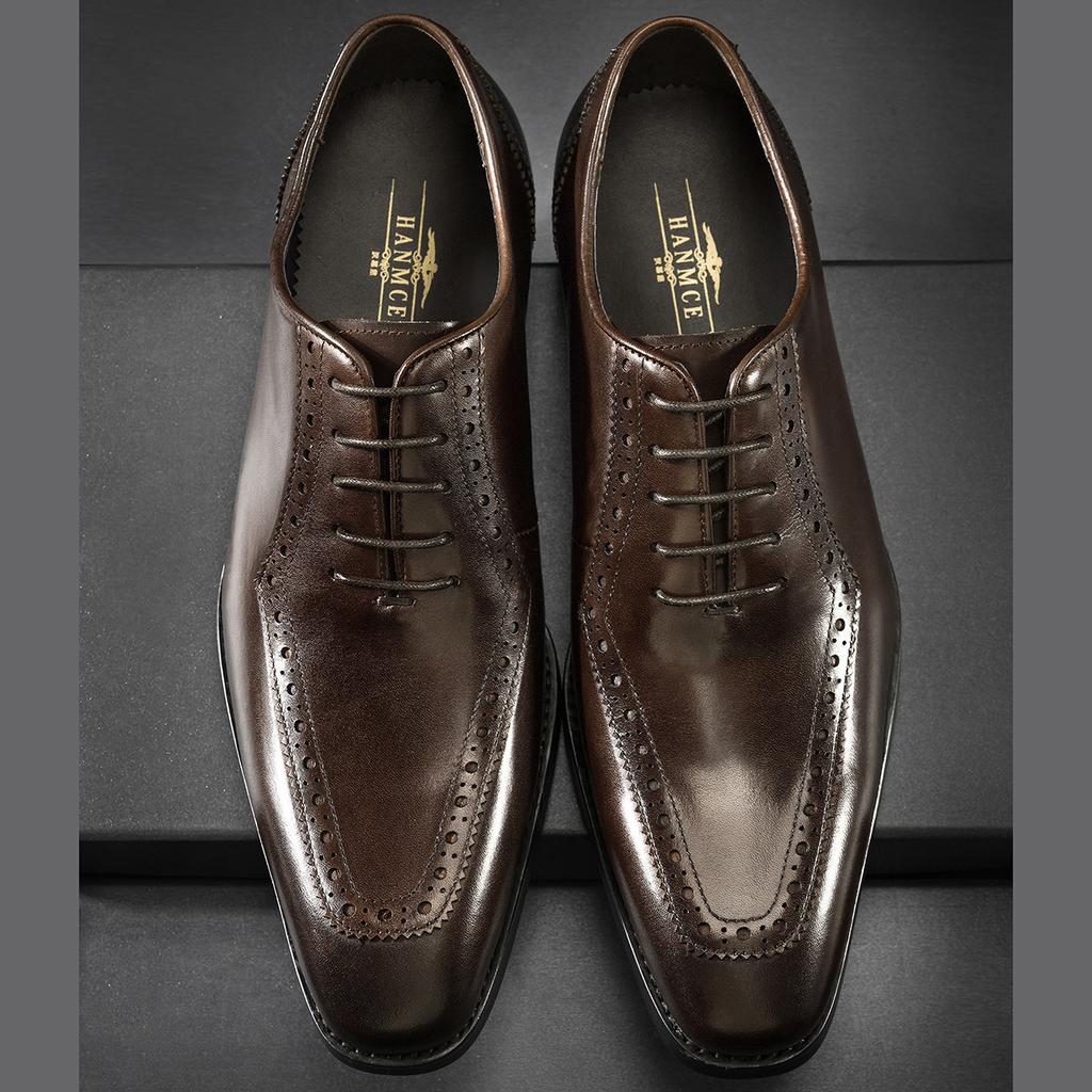 Spring and summer Brock Oxford shoes men's calfskin single shoes business dress leather shoes men's shoes pure leather