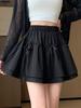Cute Bow Mini Skirt with Shorts Women's Y2K Sweet Style Cake Skirt Ruffle Elastic Waist Fashion Female Clothing