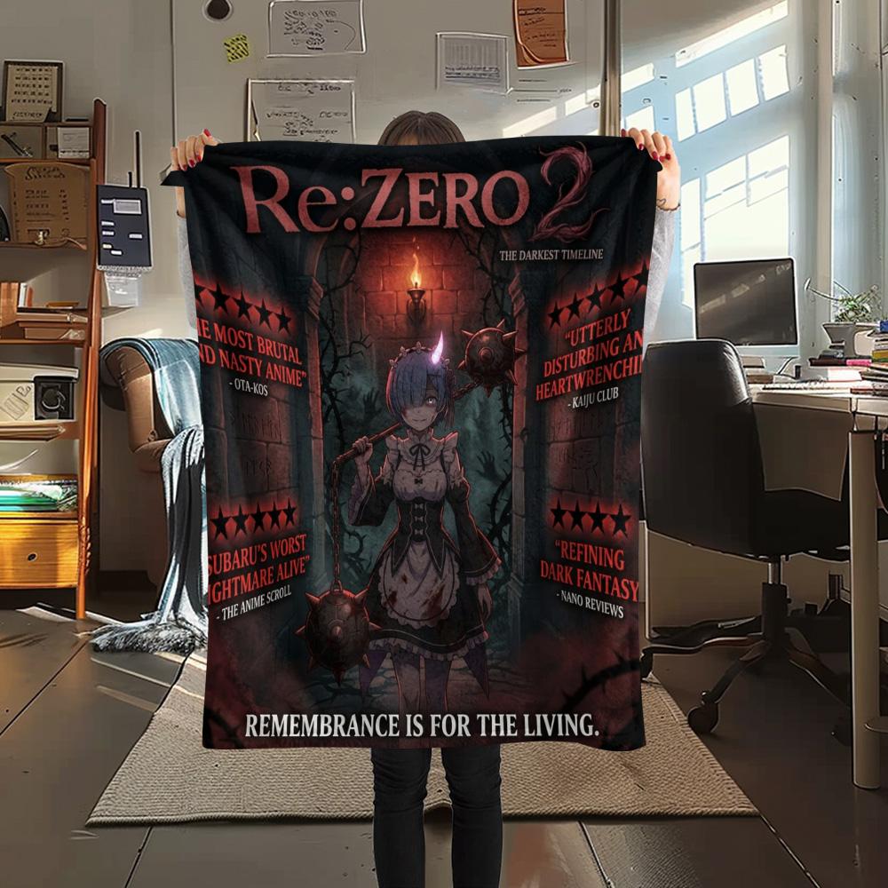 1 Stück Re Zero gemusterte Flanelldecke Geeignet für alle Jahreszeiten Für Heimdekoration Wärme und Komfort Geschenke Feiertagsgeschenk