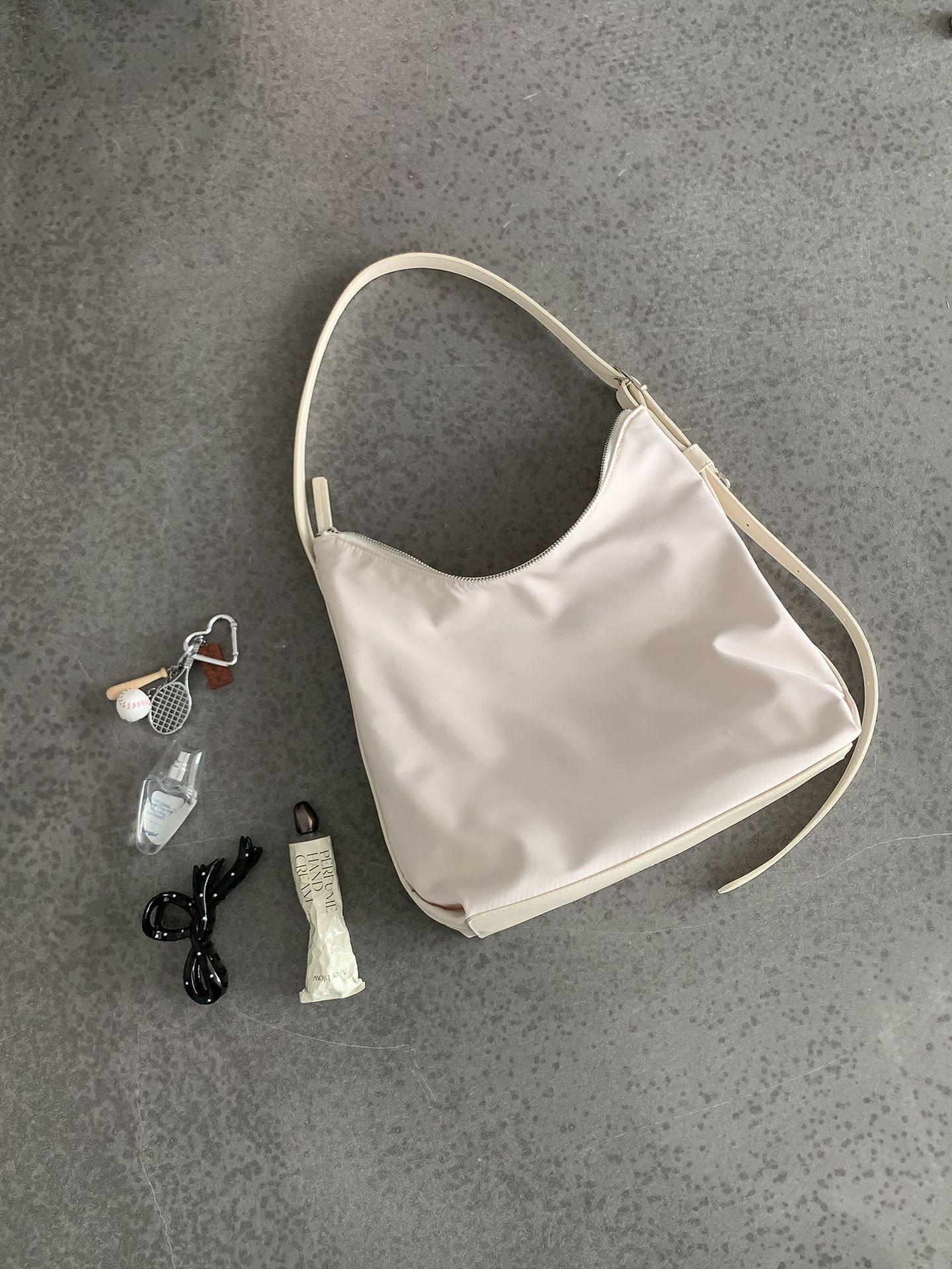

New simple women s shoulder bag fashionable large-capacity commuter bag women s solid color versatile nylon tote bag women бежевий