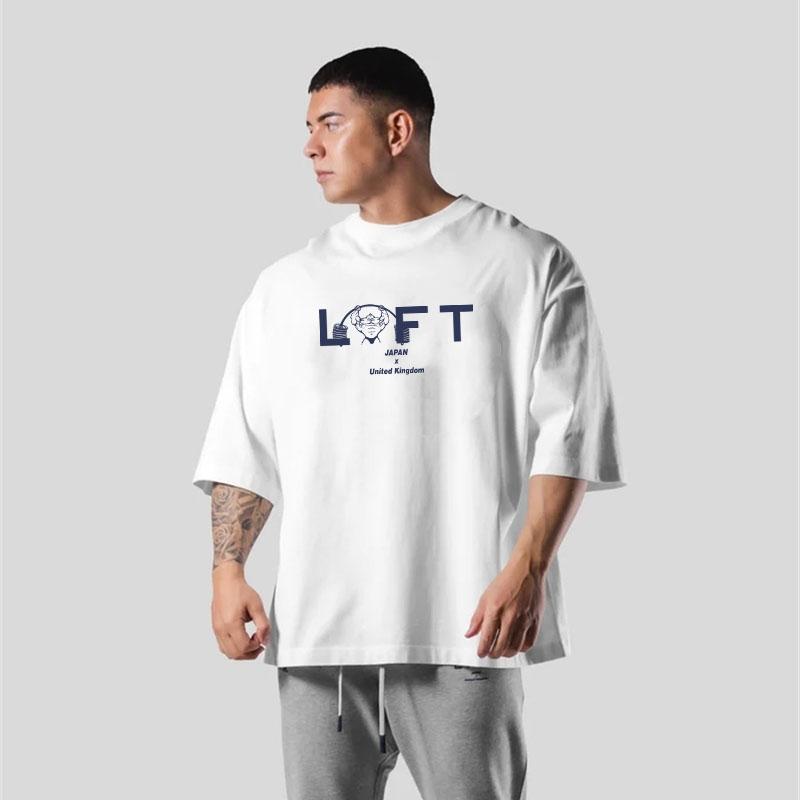 Jointly Men Running Sports Cotton T-shirt Fitness Bodybuilding Loose Print Shirt Summer Male Jogging Training Gym Clothing
