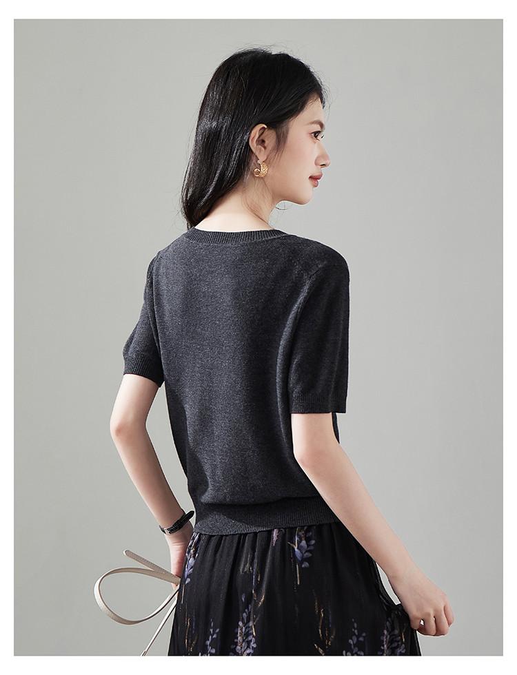 Round Neck Single Breasted Short Sleeved Knitted Sweater for Women In Spring 2026, Fashionable and Versatile Casual Short Top
