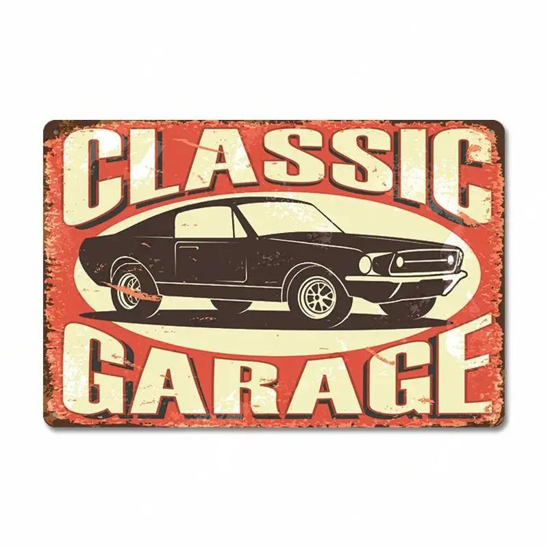 Route 66 Car Metal Dad's Garage Metal Tin Signs Poster Vintage Tinplate Retro Plaque Garage Man Cave Tire Shop Wall Art Decor