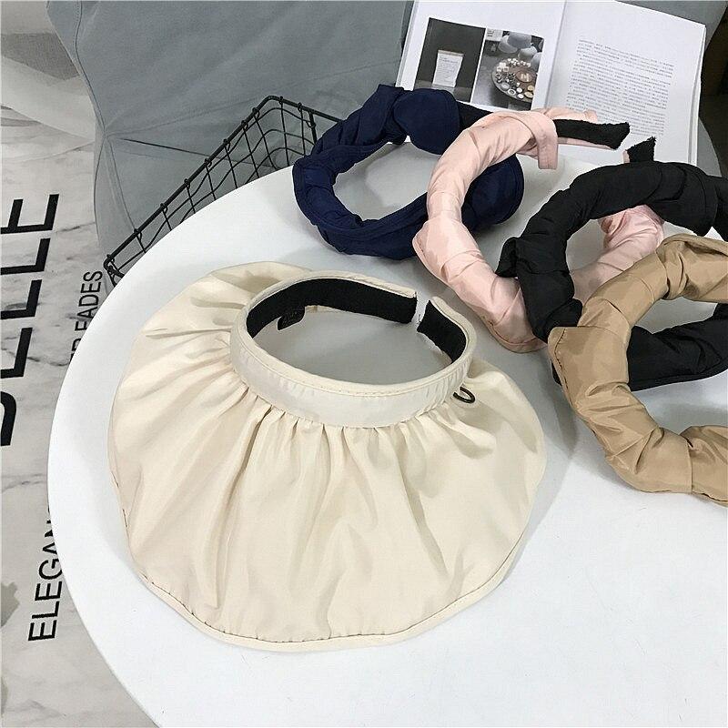 1 adet yaz katlanabilir kadın boş üst Sunhat açık seyahat için uygun nefes alabilen rüzgar geçirmez Sunhat geniş büyük kabuk şapka