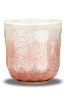 Stilvolle Kutani-Ware Teetasse mit silberner Glasur, rosa, perfekt zum Feiern Ihres 60. Geburtstags. Hergestellt in Japan.