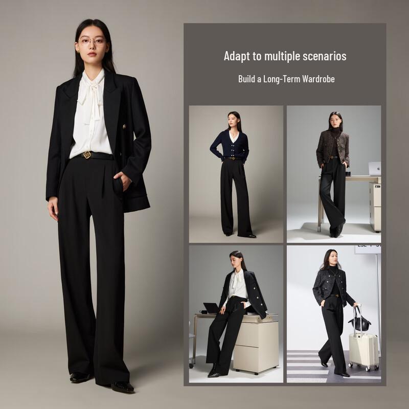ESE-Y Women's High-Waist Commuter Wide-Leg Suit Pants