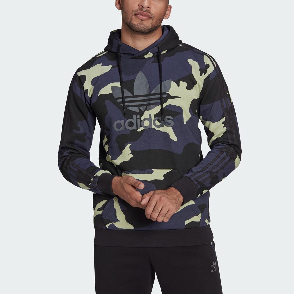 Adidas Originals Trefoil Camouflage Print Logo Hoodie Long Sleeve Men Hoodie Blue HF4882