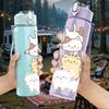1PC Bunny Carrying Backpack Cartoon Print 750ml Color Plastic Sports Water Bottle Leakproof Flip Straw Lid Suitable for Sports Office Home Use