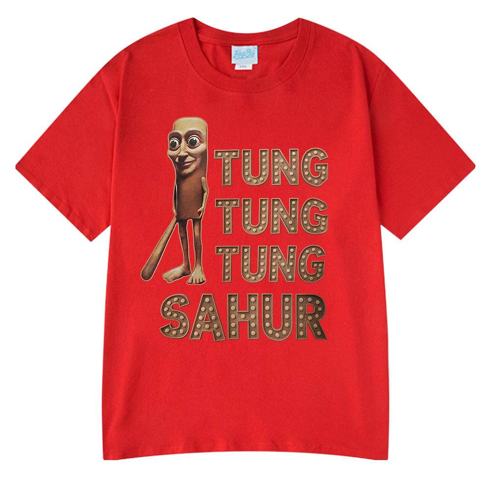 Tung Tung Tung Sahur Lustiges Italienisches Gehirnfäule Baseballschläger Meme T-Shirt Unisex Kleidung Mode T-Shirts Unisex Sommer Rundhals T-Shirt