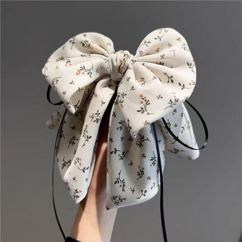Korean Floral Bow Claw Clip: Retro Updo & Half-Up Hair Accessory