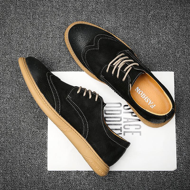 Men's Brogues Shoes Casual Suede Leather Oxford Shoes For Men Flats Shoes