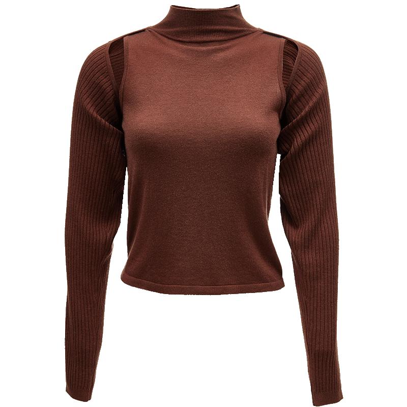 

VEROMODA Women s Faux Two-Piece Spliced Knit Sweater XS