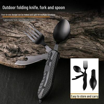 Multifunctional Outdoor Camping Cutlery: Knife, Fork, and Spoon Combo