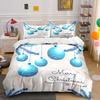 Blue Christmas Ornaments Design Bedding Duvet Cover Set Duvet Cover Pillowcases  (1*Duvet Cover 2*Pillowcases, Without Duvet Insert)