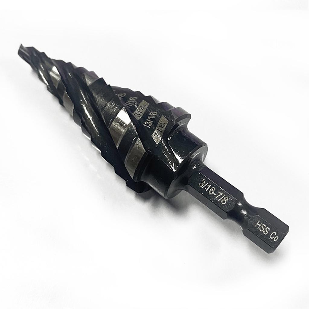 3PC Step Drill Bit Set 1/4" Shank High Speed Steel Step Drill Bit for Sheet Aluminium Metal Wood Hole Drilling Taper
