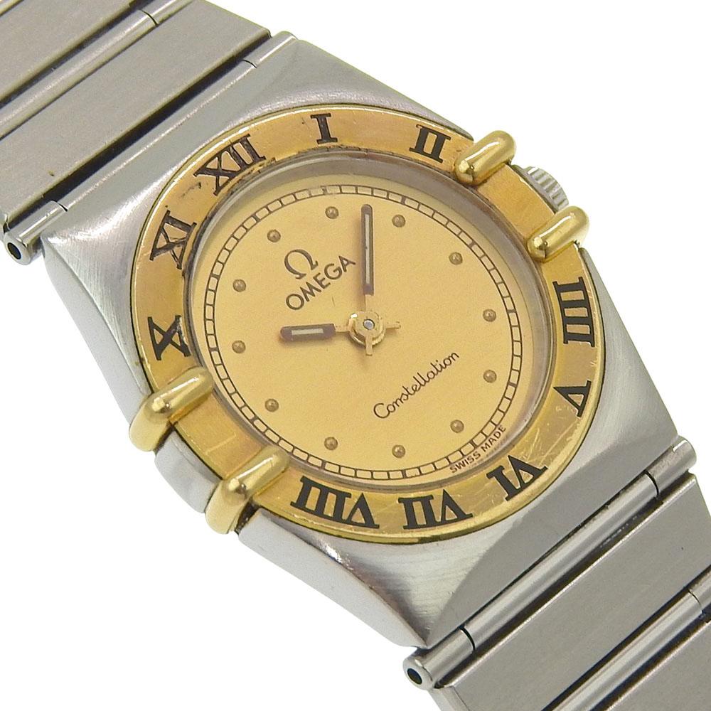 Omega שעוני מיני קונסטלציה זהב חוגה זהב פלדת אל-חלד/מצופה זהב קוורץ תצוגה אנלוגית נשים משומש