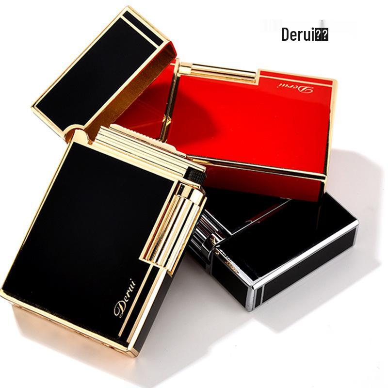 De Rui Creative Steel Shell Flint Lighter - Loud Sound, Open Flame, Inflatable, Side-Sliding, High-End Design