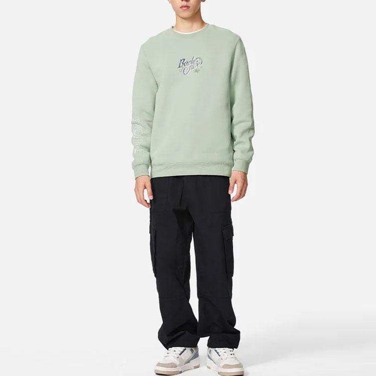 Li-Ning Badfive Fw22 Collection Emblem Print Round Neck Pullover Sweatshirt Men Tops Green AWDS653-6