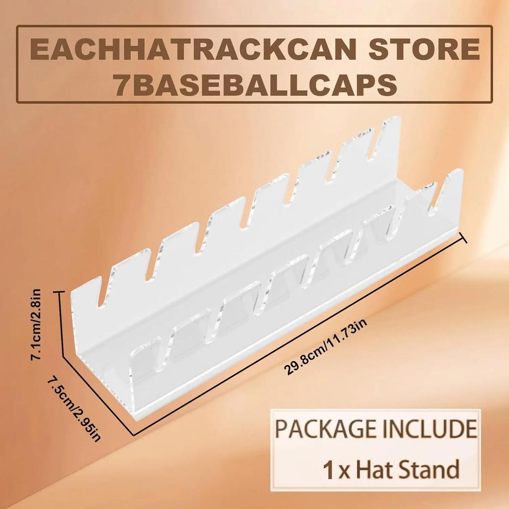 Acrylic Cap Storage Rack, Slotted Baseball Cap Display Rack, Can Accommodate 7 Baseball Caps Storage Organizers