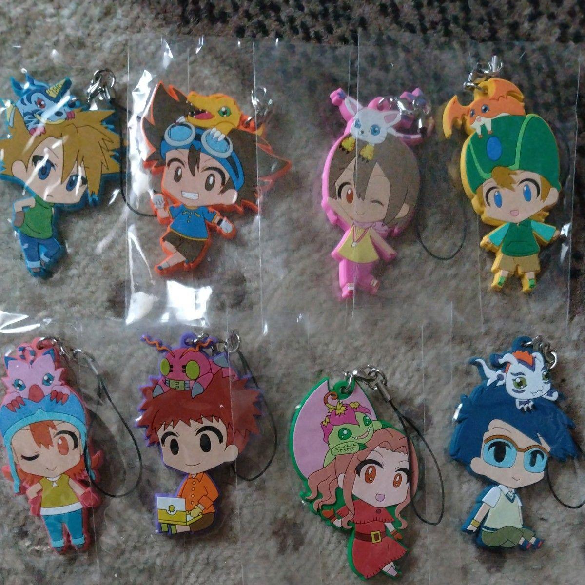 Used Digimon Adventure Rubber Strap Rubber Mascot Keychain Set of 8
