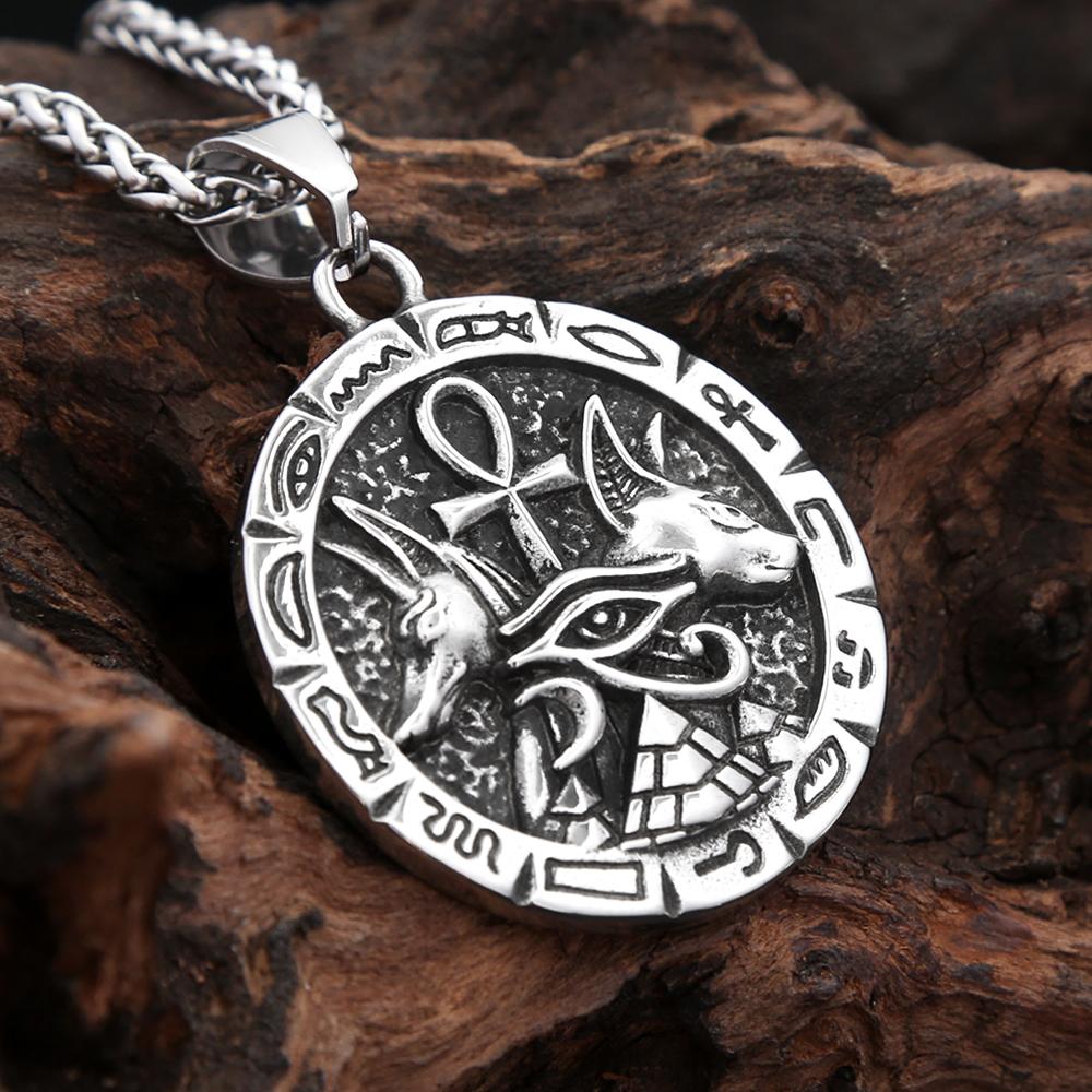 Neuer Anubis Ankh Kreuz Anhänger 316L Edelstahl Altes Ägyptisches Auge des Horus Halsketten Für Männer Frauen Amulett Schmuck