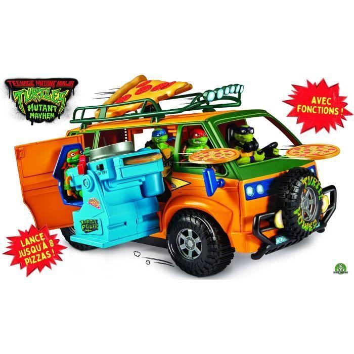 Véhicule miniature - tmnt - les tortues ninja - camion de combats, lance pizza motorisé