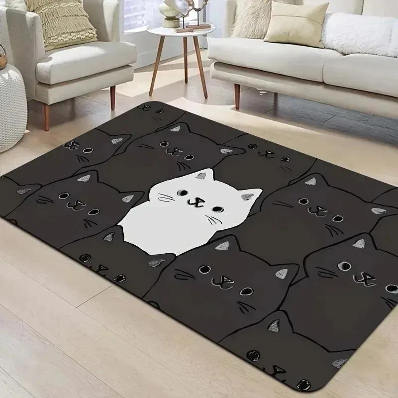 1PC Cat Pattern Kitchen Rug Non-Slip Door Mats Pop Design Bathroom Rug Bath Mat Carpet for Home Sink Laundry Decor