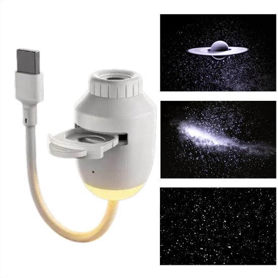 Tragbarer Sternenhimmel Projektor Nachtlicht mit Einstellbarer Helligkeit & 360-Grad-Drehung, USB Wiederaufladbare Stern Projektorlampe, Duale Modi Umgebungs