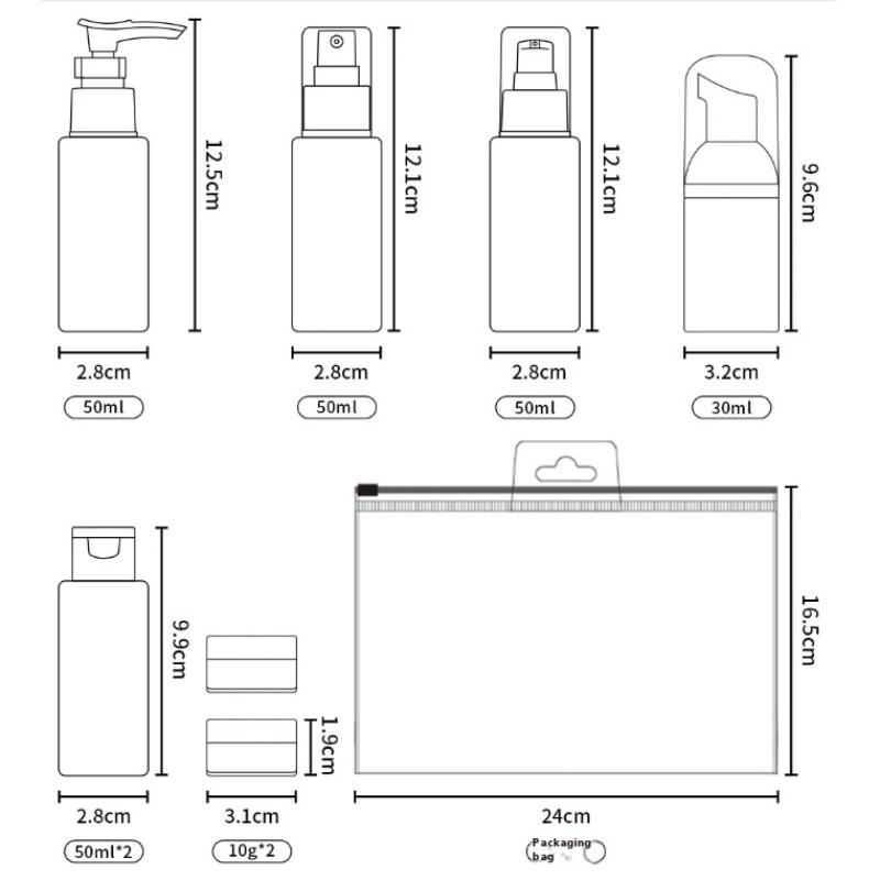 11 Stück/Set Reiseflaschen-Set Nachfüllbare Flasche Weiches Haustier-Lotion-Shampoo-Behälter Quetschflasche Leere Flasche
