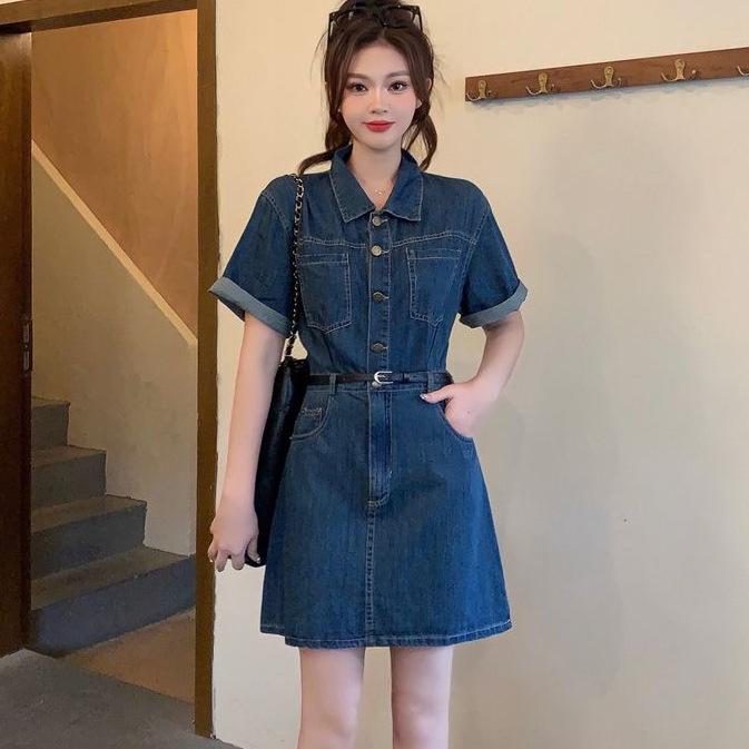 

Plus Size Women s Denim Dress: Summer 2026 Slimming Skirt for Tummy Concealment. S Up to 100
