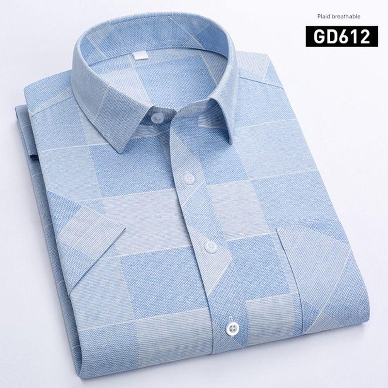 

Деловая формальная рубашка в клетку с коротким рукавом 3FM-GD612 Asian sizes XXXL