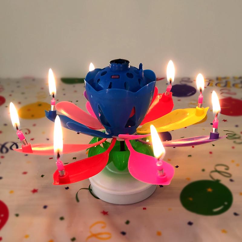 Lotus Blooming Musical Birthday Cake Candle - Smoke-free & Odorless for Kids' Celebrations