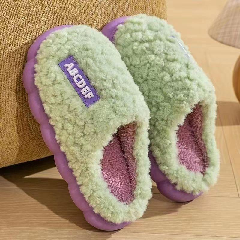 Cotton slippers women's thick bottom non-slip home warm confinement cotton slippers men and women couples home floor cotton slippers winter