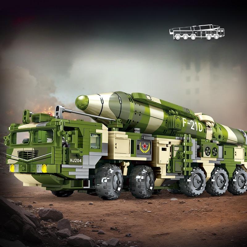 1174pcs Military Series DF-21D Ballistic Missile Transport Vehicle Assembly Building Blocks Children's Toys No Box
