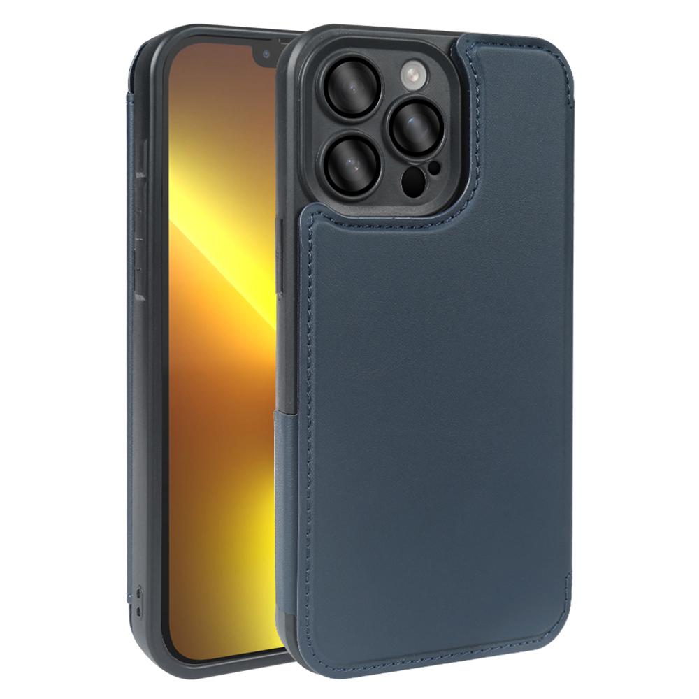 

For iPhone 13 Pro Magnetic Case RCS Eco Friendly Flip Phone Cover with Kickstand RFID Blocking Blue