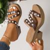 Large Size Cool Slippers Women's Summer New Thick Bottom Heightening Fashion Pearl Beach Slippers
