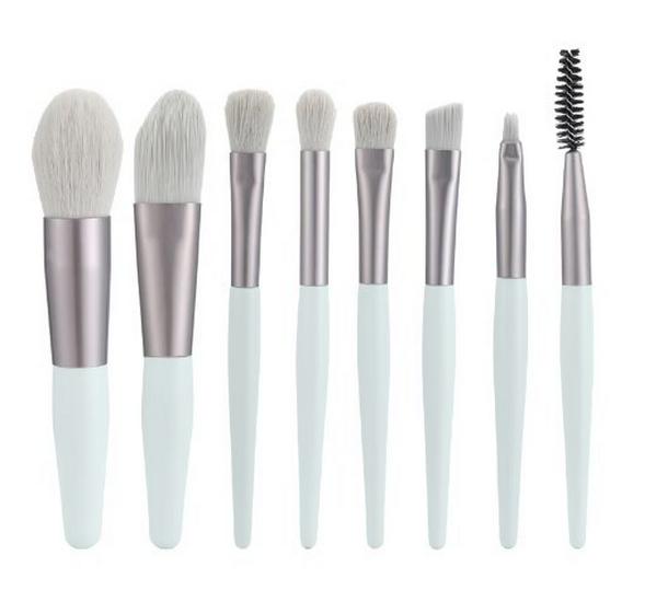Mini 8-Piece Portable Makeup Brush Set: Soft Bristle Eyeshadow and Foundation Brushes