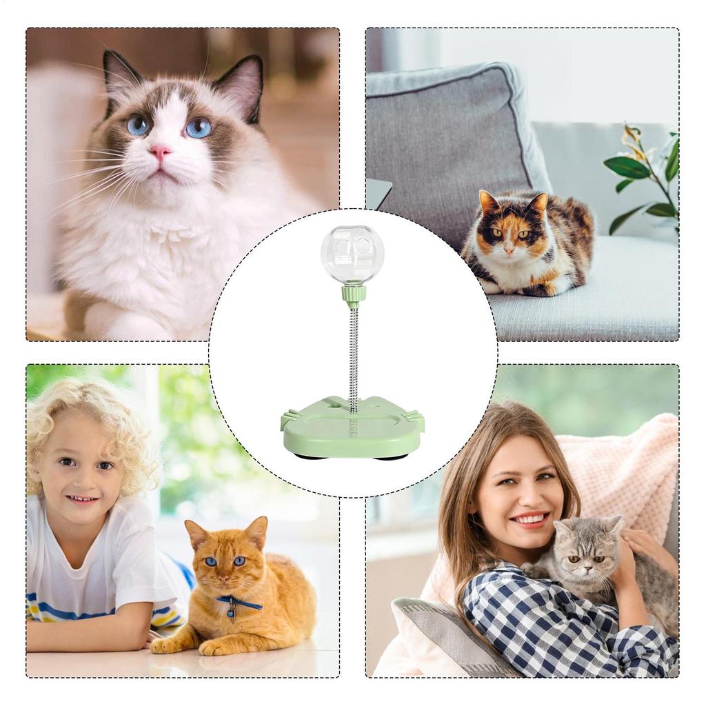 Treat Dispensing Cat Toy Interactive Slow Feeder Cat Treat Ball With Teaser Wand For Kittens Pets Boredom Play Hunting